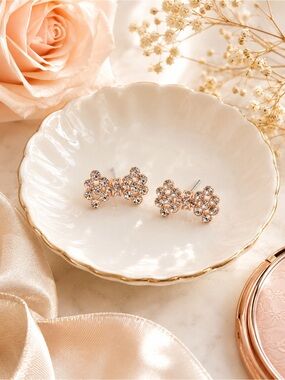 Ted Baker Brinni Rose-Gold Crystal Bow Earrings — NWT